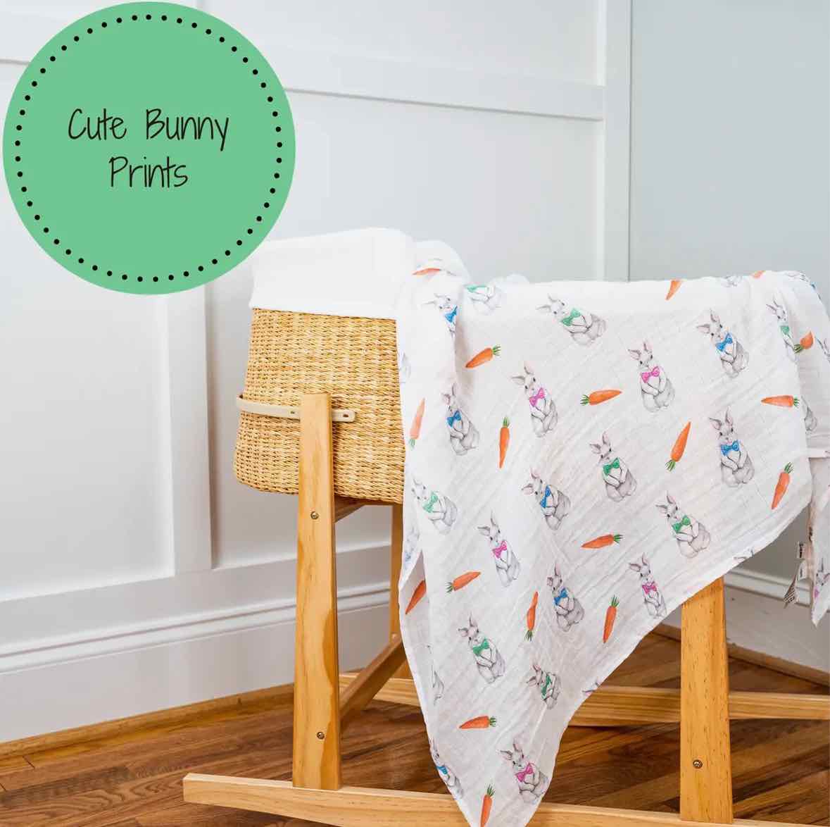 LollyBanks Hip Hip Bunny Easter Receiving Blanket