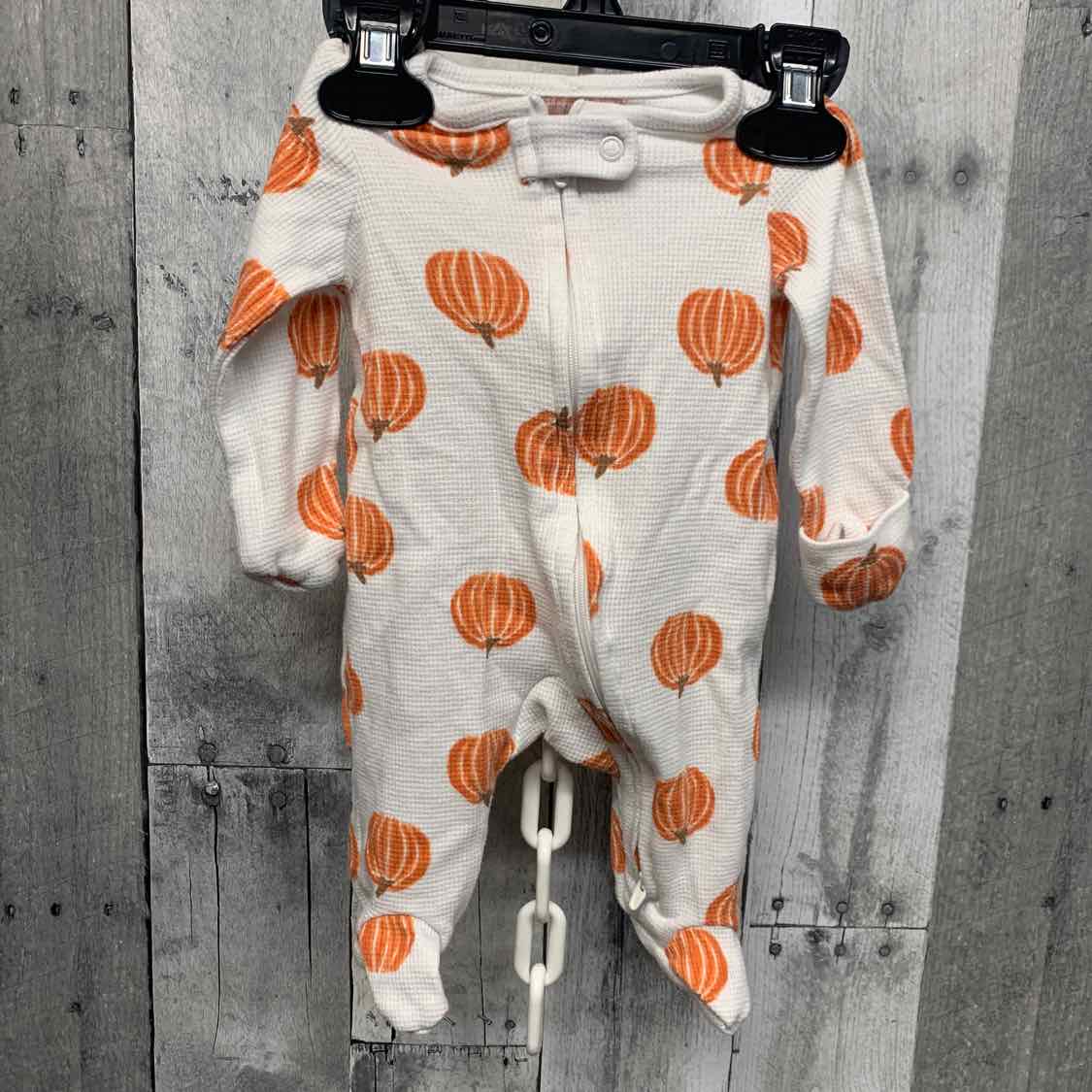 Size Newborn White/Orange Child of Mine Footy PJs