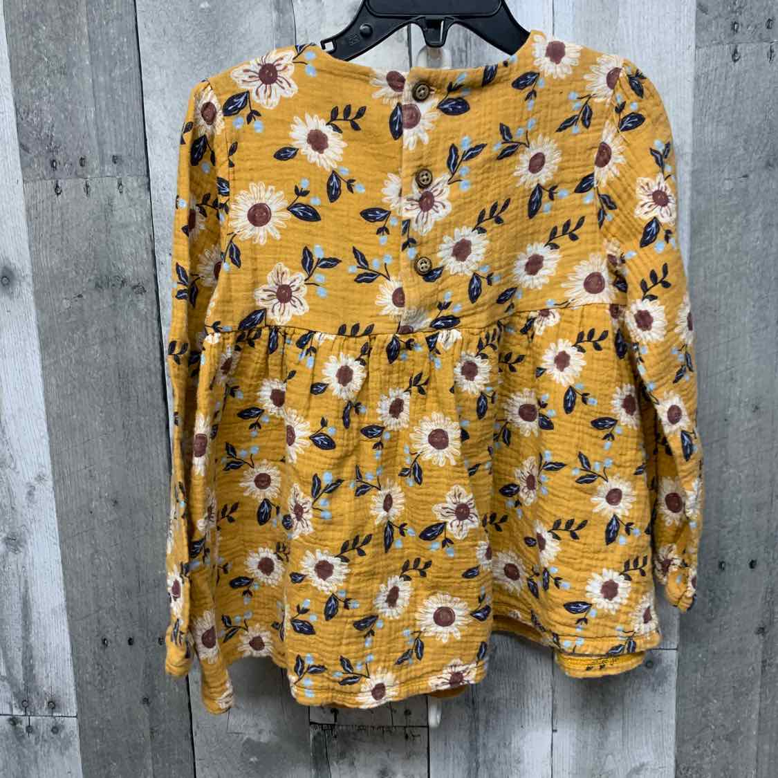 Size 4T Yellow Floral Print Mud Pie Long Sleeve Shirt