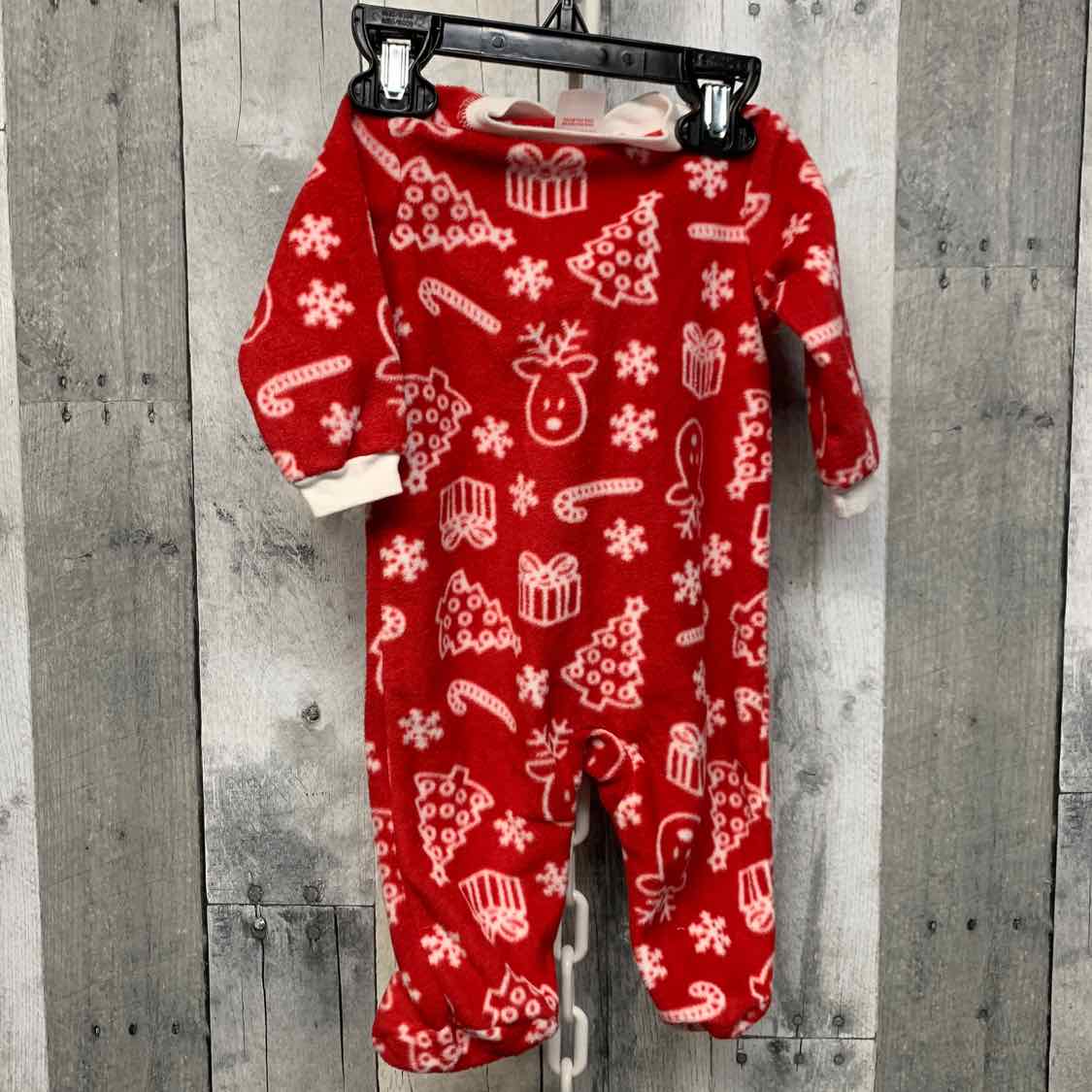 Size 0-3 Months Red/White Holiday Brands Footy PJs
