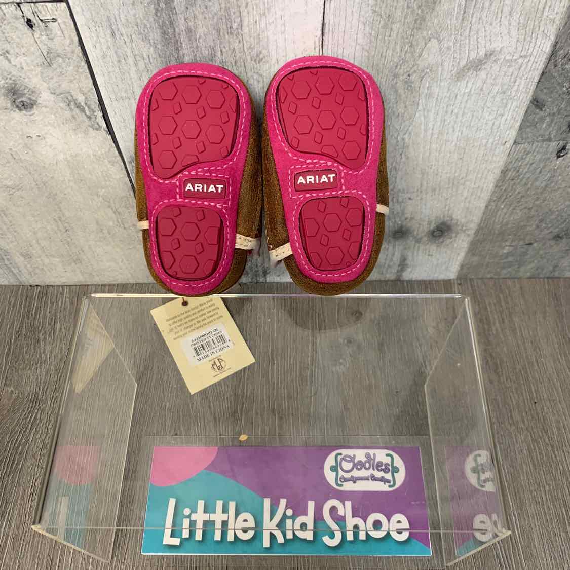 Size Newborn Pink/Brown Ariat Boots