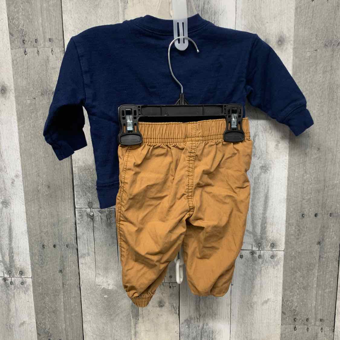 Size 6 Months Navy/Tan Carter's Shirt/Pants