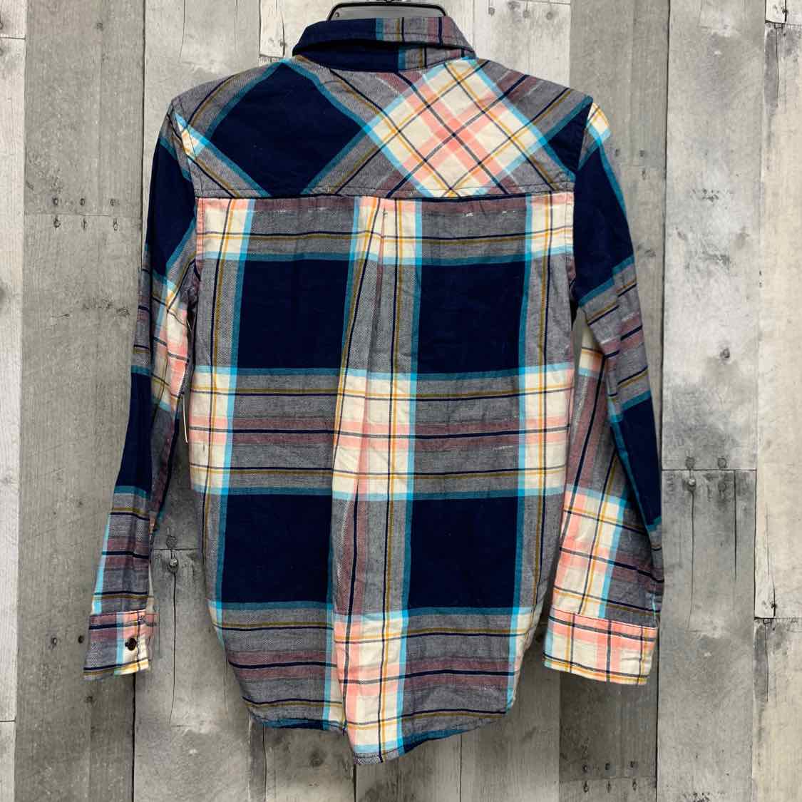 Size 8 Navy/Pink SO LS Button Up