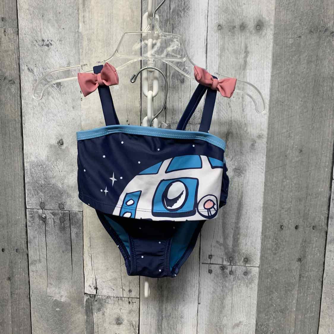 Size 2 Navy Print Star Wars Swim Suit - 1pc