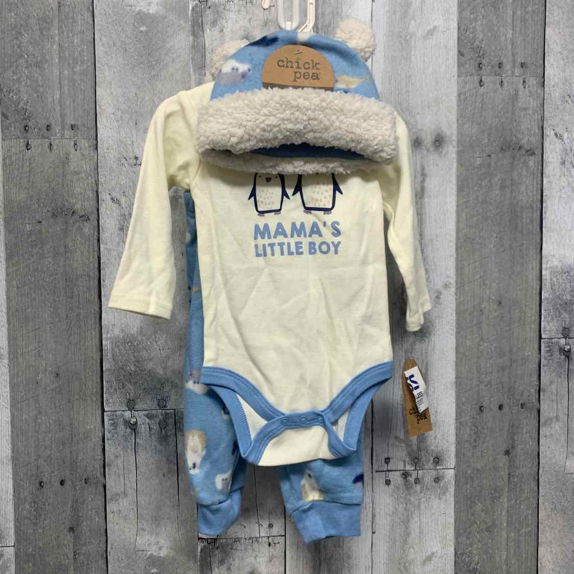 Size 3-6 Months Ivory/Blue Chick Pea Shirt/Pants