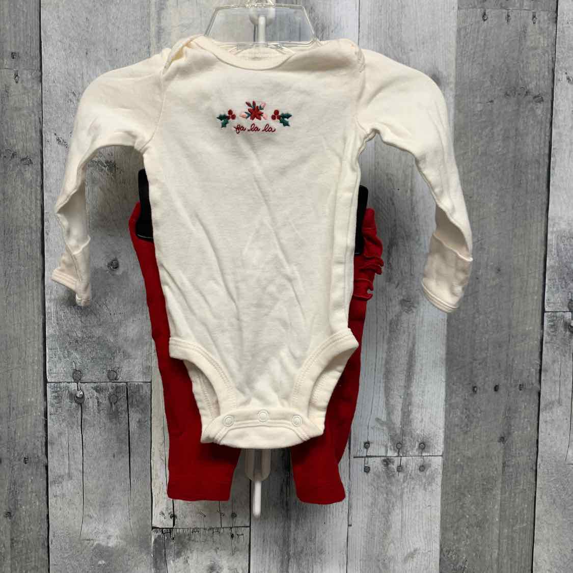 Size 3 Months White/Red Carter's Shirt/Pants