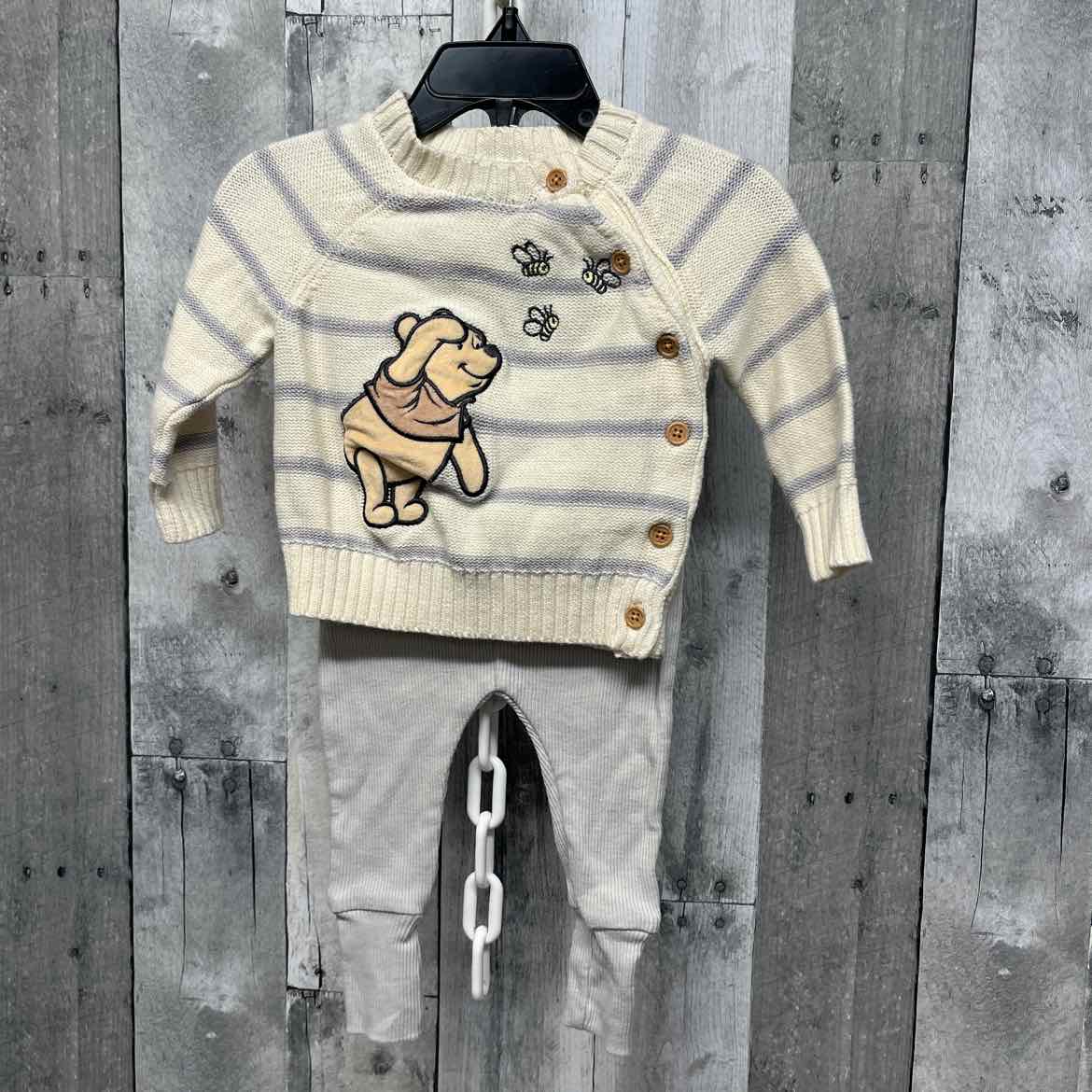 Size 0-3 Months Ivory/Gray Disney Shirt/Pants