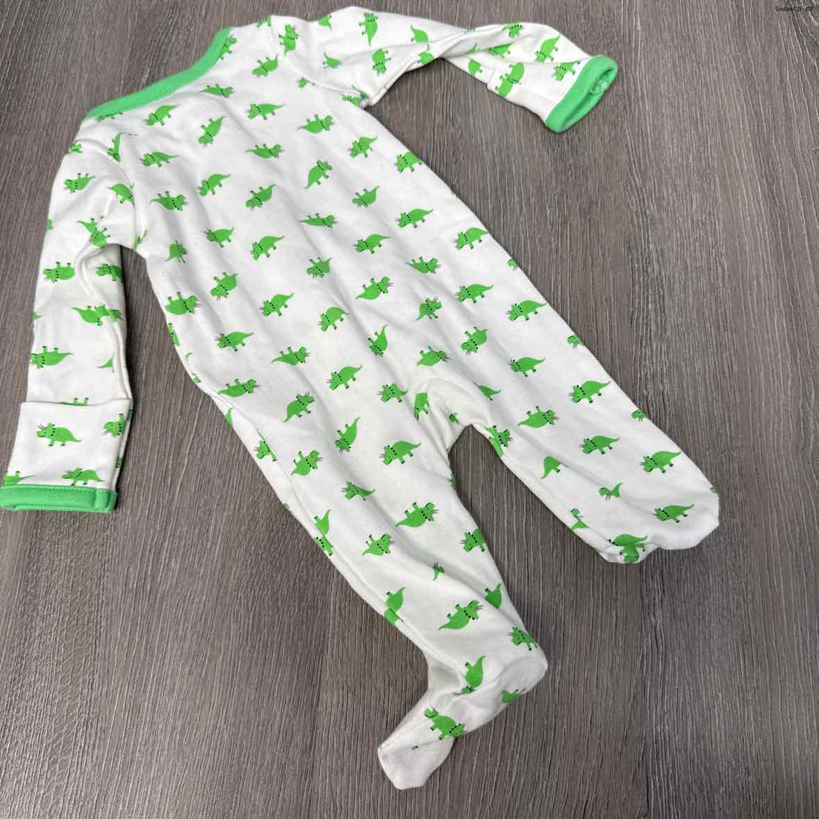 Size Preemie White/Green Simple Joys Footy PJs