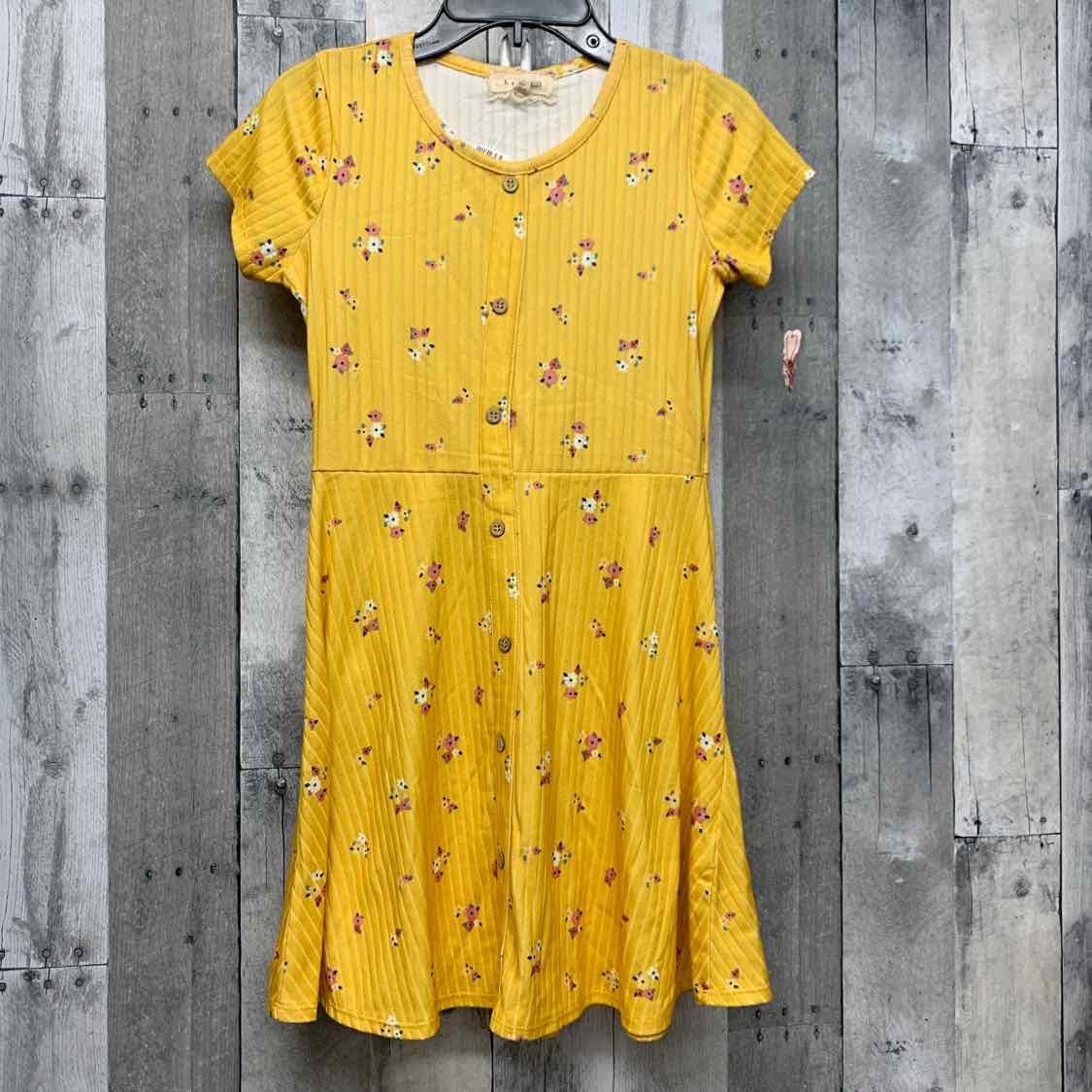Size 10 Yellow Floral Print Btween Dress - Knit - OodlesCB