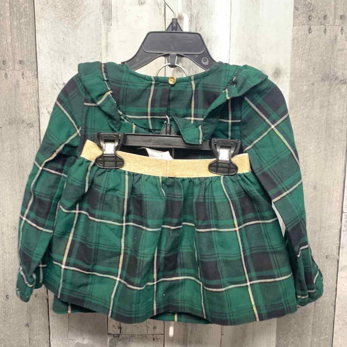 Size 2T Green Plaid Carter's Shirt/Skirt