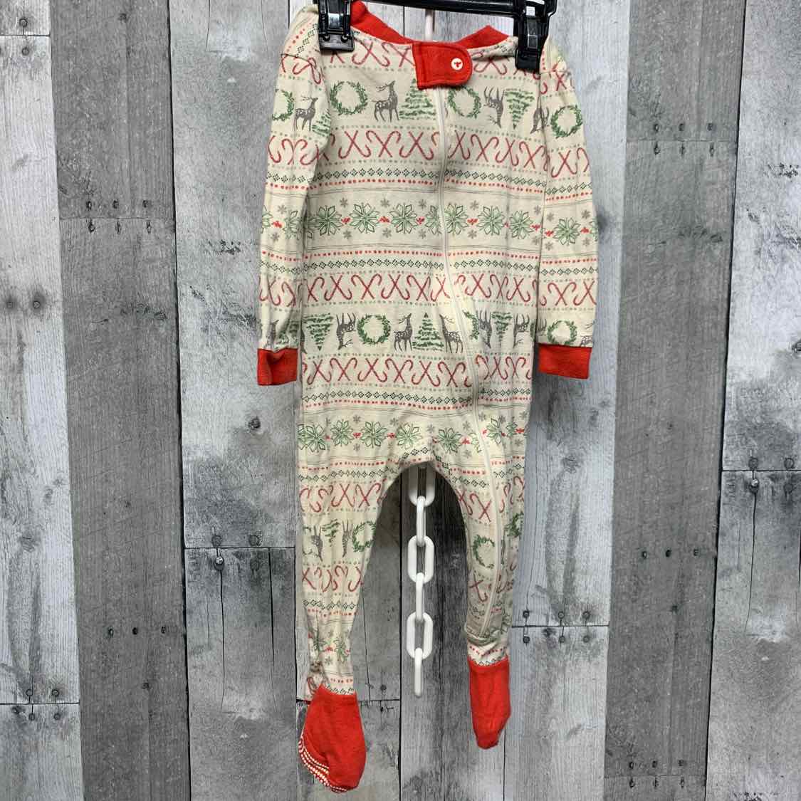 Size 6-9 Months Ivory/Red Burt's Bees Baby Footy PJs