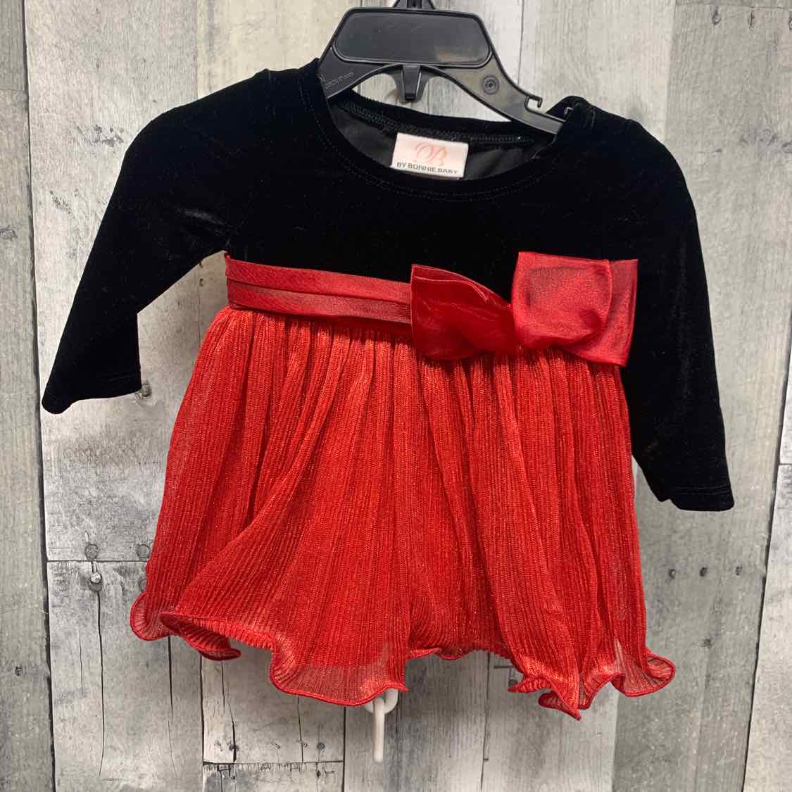 Size 0-6 Months Red/Black Bonnie Jean/Baby LS Dress