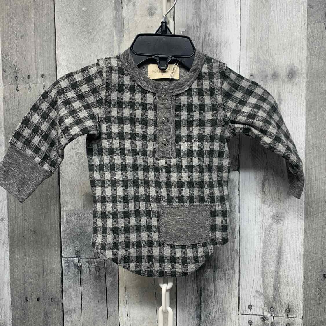 Size 3 Months Gray Plaid B Brand Long Sleeve Shirt