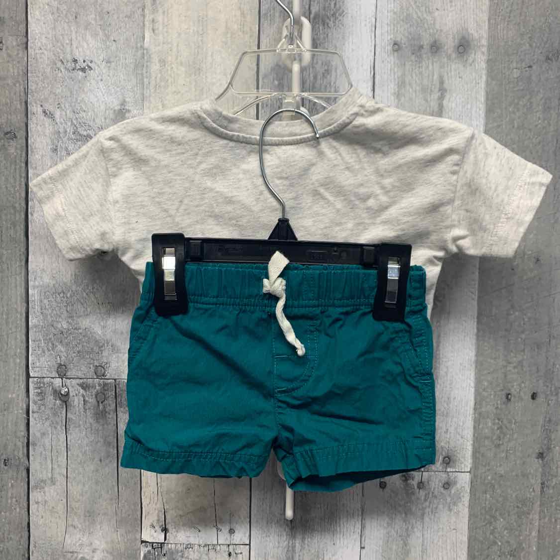 Size 3 Months Gray/Teal Just One You Shirt/Shorts