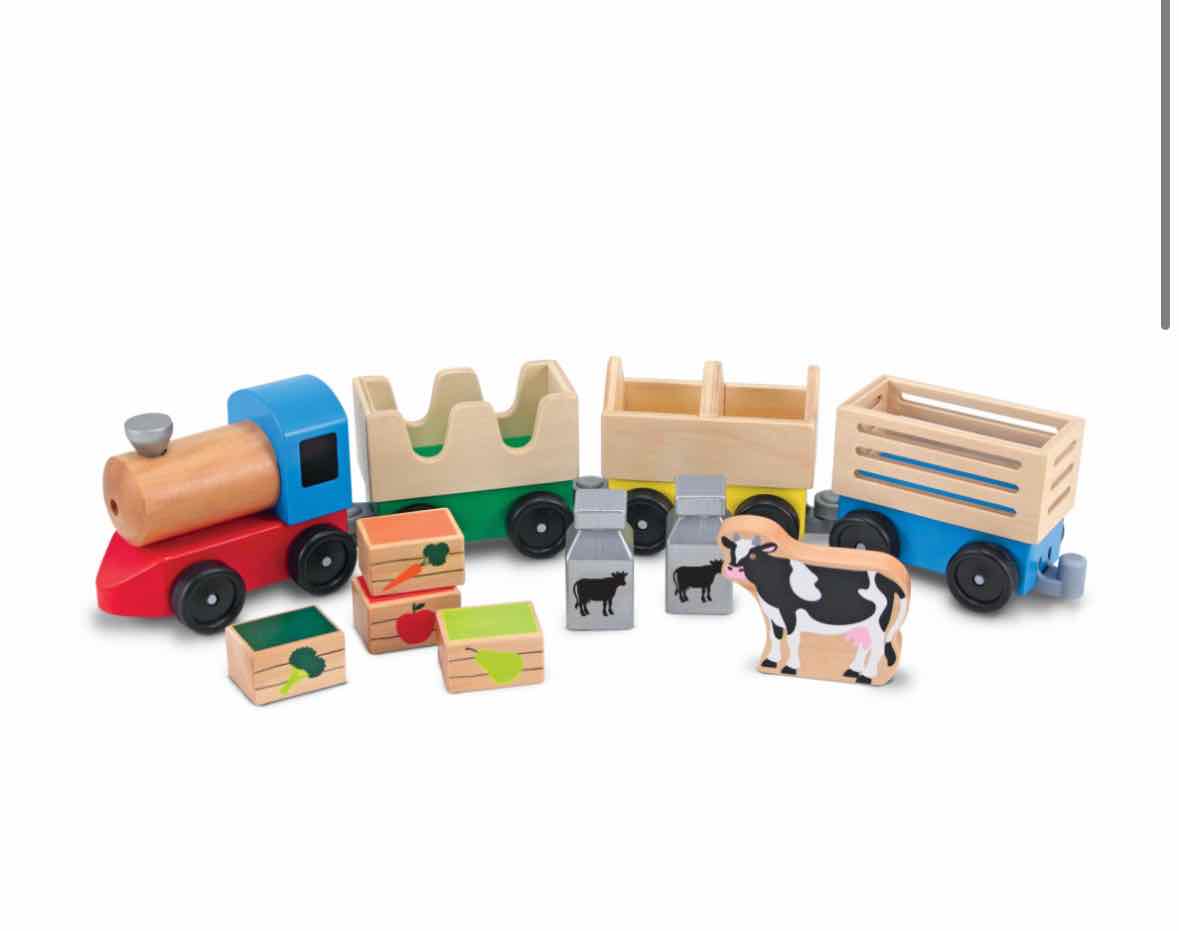Melissa & Doug Wooden Farm Train Toy Set