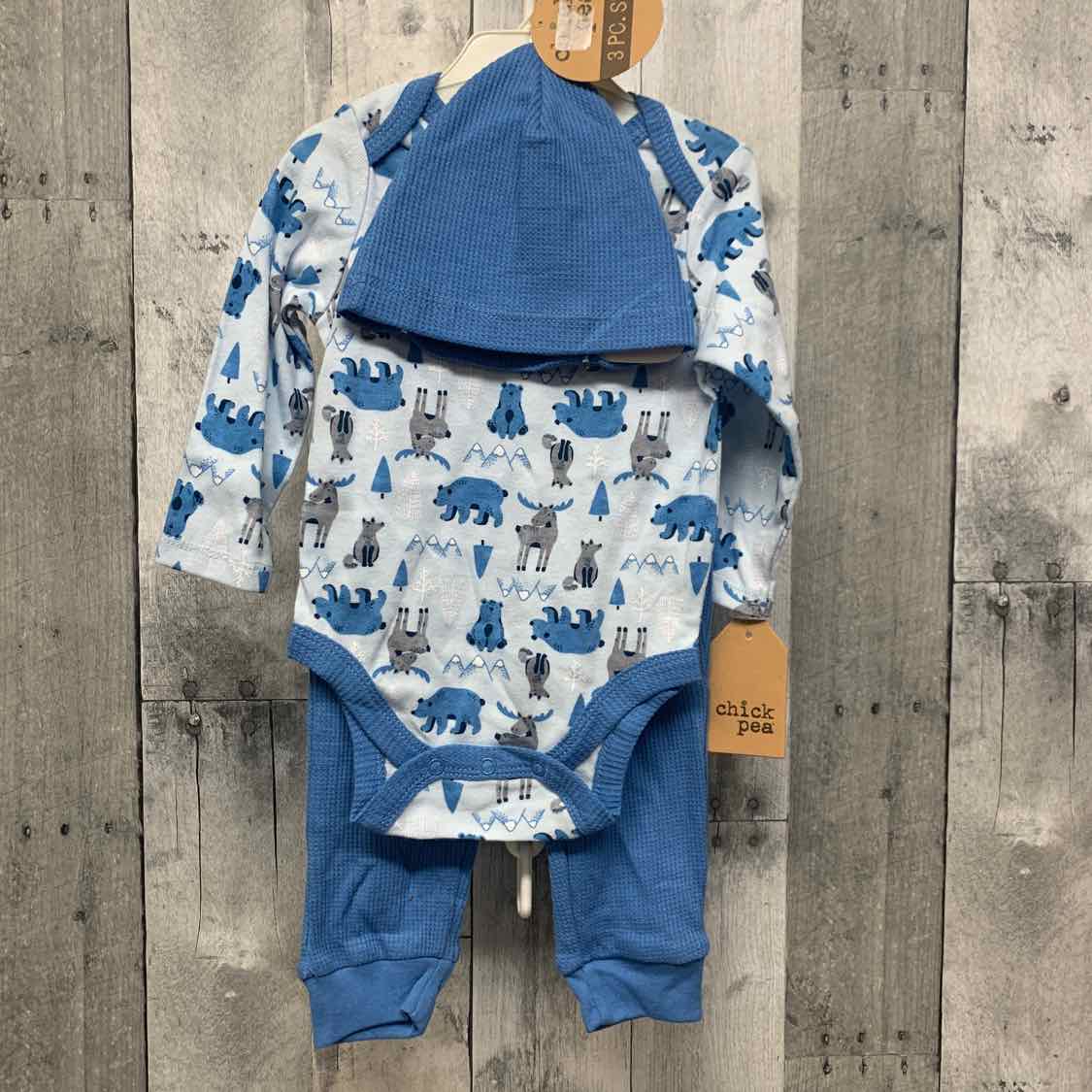 Size 6-9 Months Blue Print Chick Pea Shirt/Pants