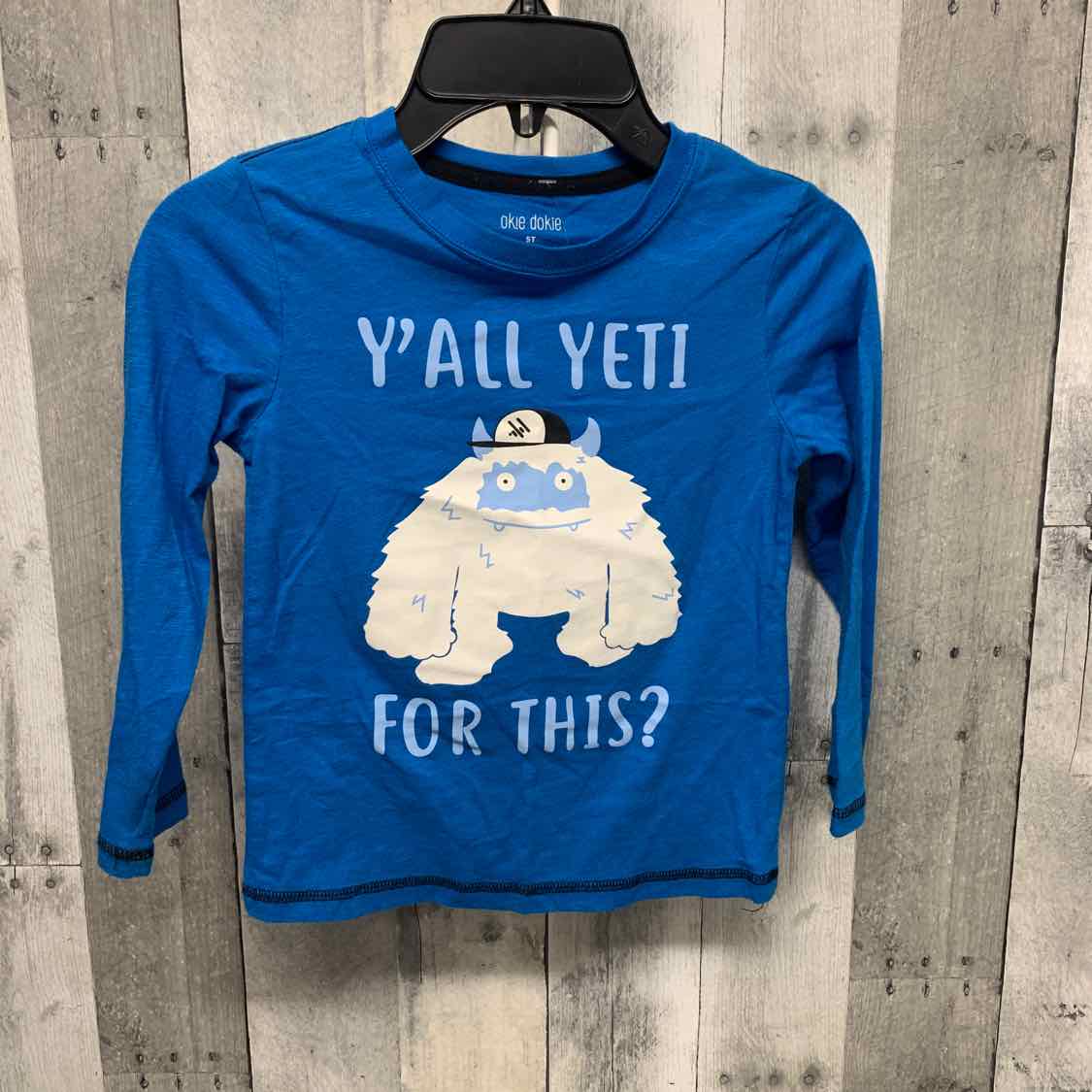 Size 5T Blue Graphic Okie Dokie Long Sleeve Shirt