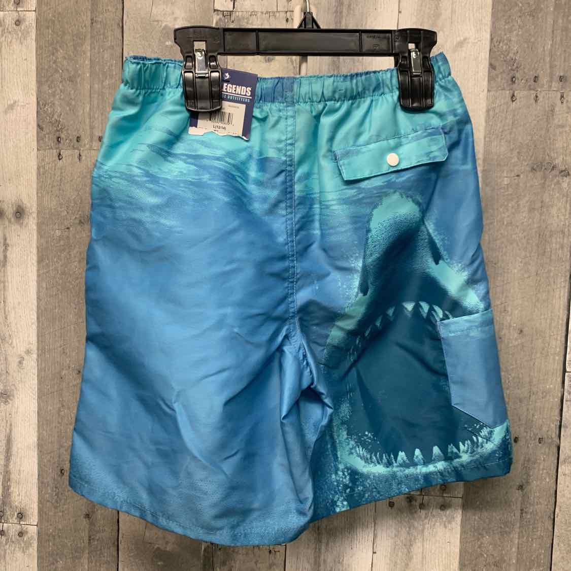Size Large Blue Print Reel Legends Swim Trunks - OodlesCB