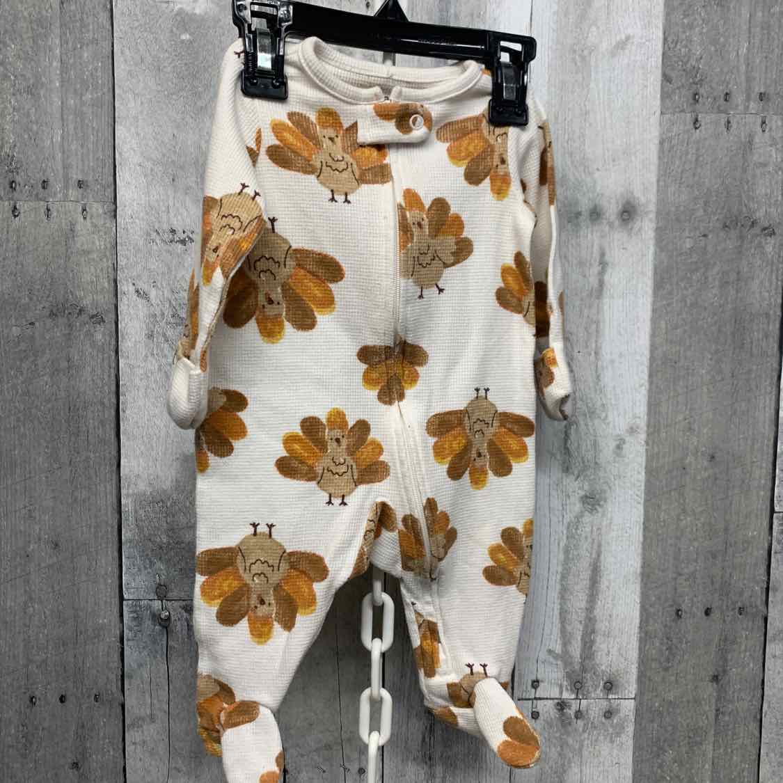 Size 0-3 Months White Graphic Child of Mine Footy PJs