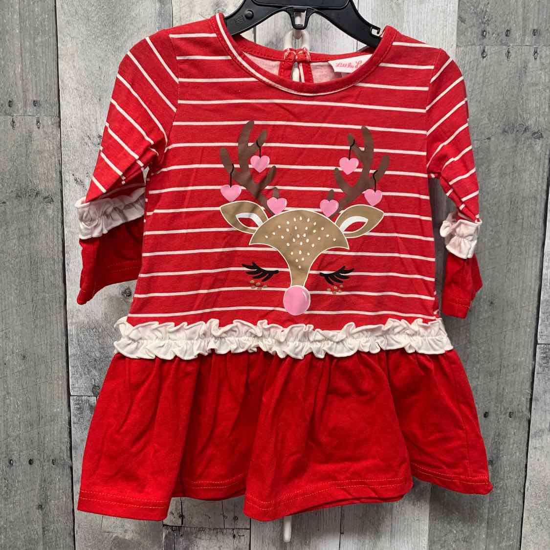 Size 18 Months Red/White Little Lass Long Sleeve Shirt