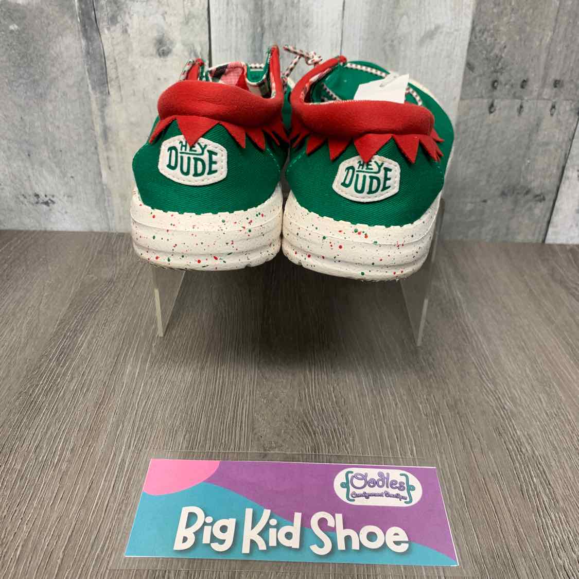 Size 7 Green/Red Hey Dude Loafers