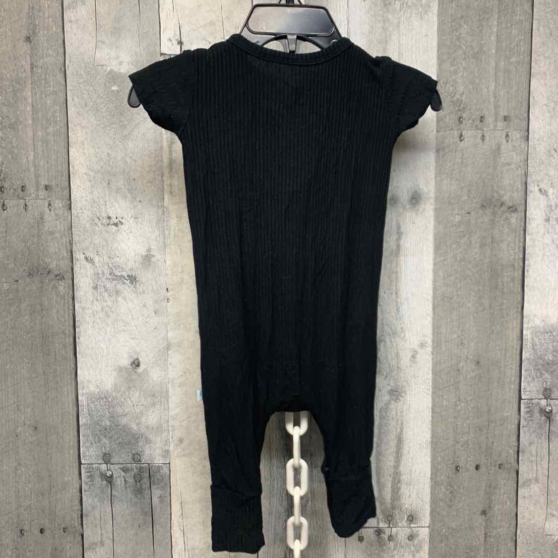 Size 0-3 Months Black Posh Peanut Romper - OodlesCB