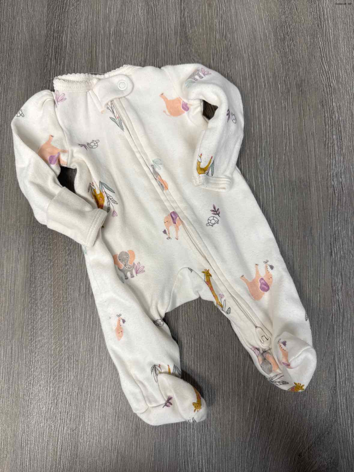 Size Preemie White Print Carter's Footy PJs - OodlesCB
