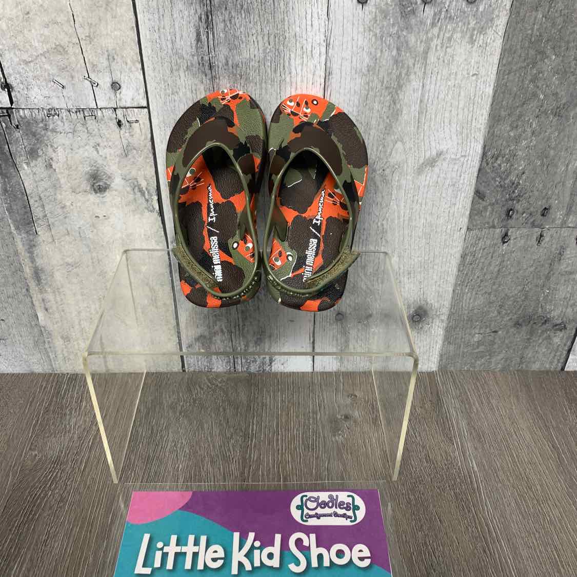 Size 5 Green Print Mini Melissa Sandals