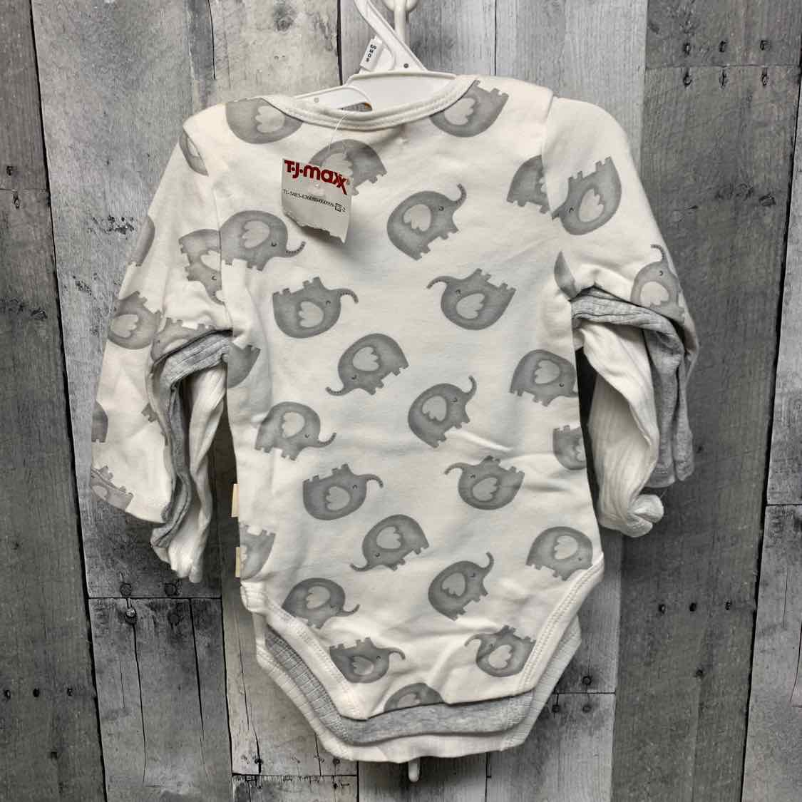 Size 6-9 Months White/Gray B Brand Bodysuit