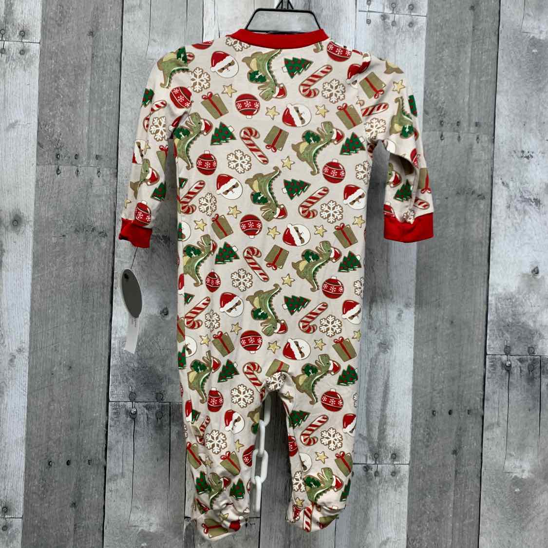 Size 3-6 Months Tan/Red Bamboo Footy PJs