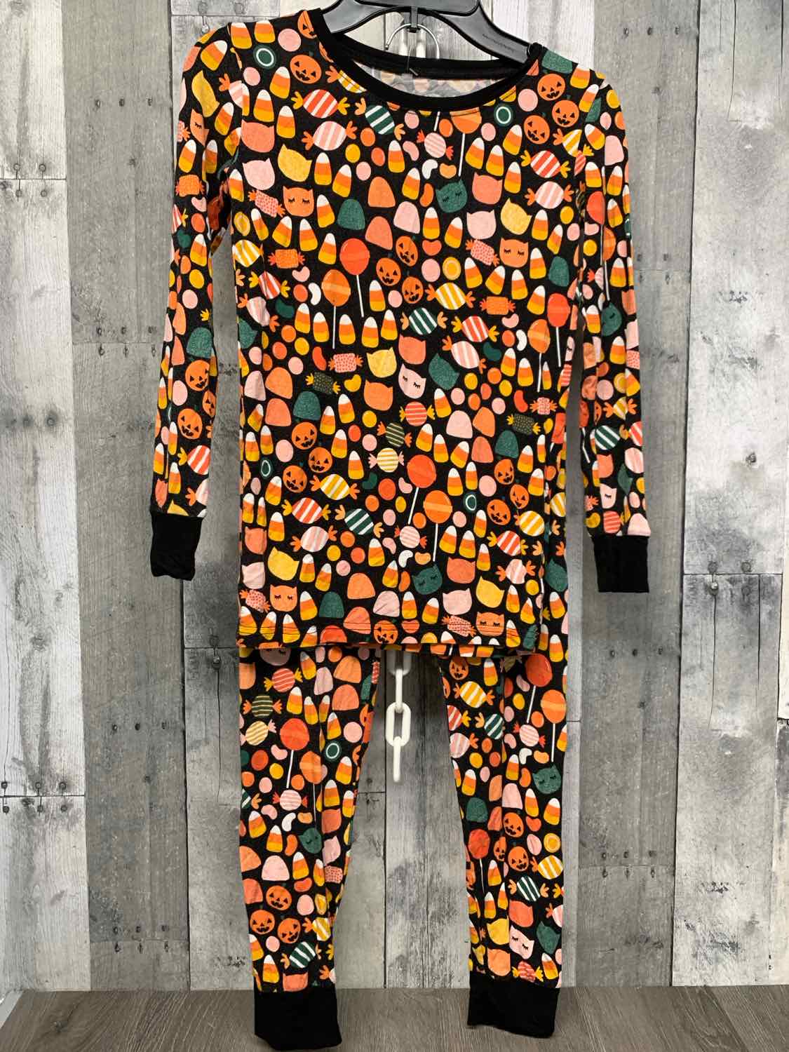 Size 9/10 Black/Orange Little Sleepies 2pc PJs