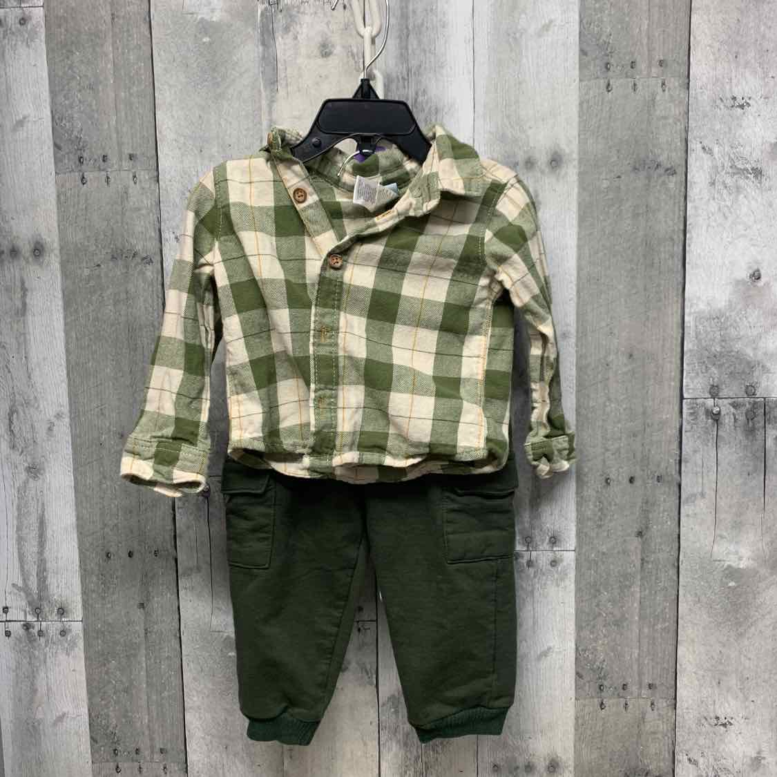 Size 18 Months Green Plaid Little Lad Shirt/Pants
