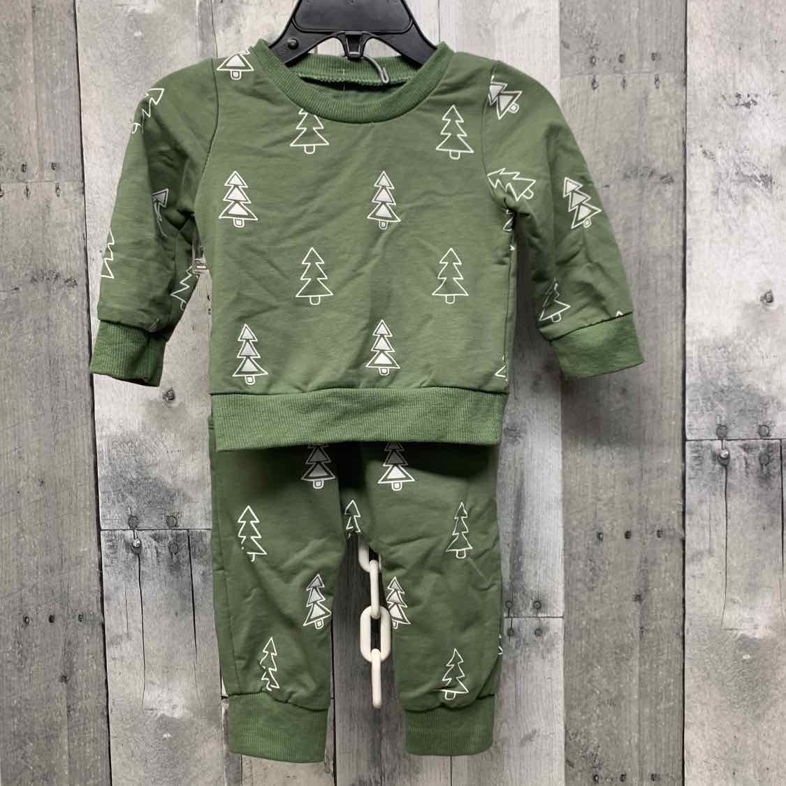 Size 3-6 Months Green Print Mid Brand Shirt/Pants