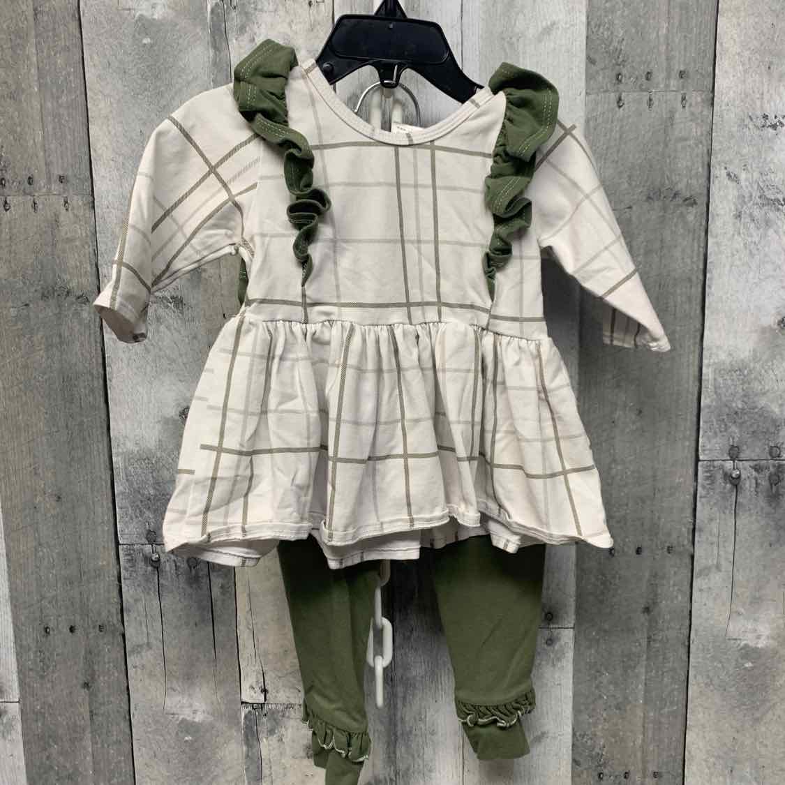 Size 2T White/Green B Brand Shirt/Leggings