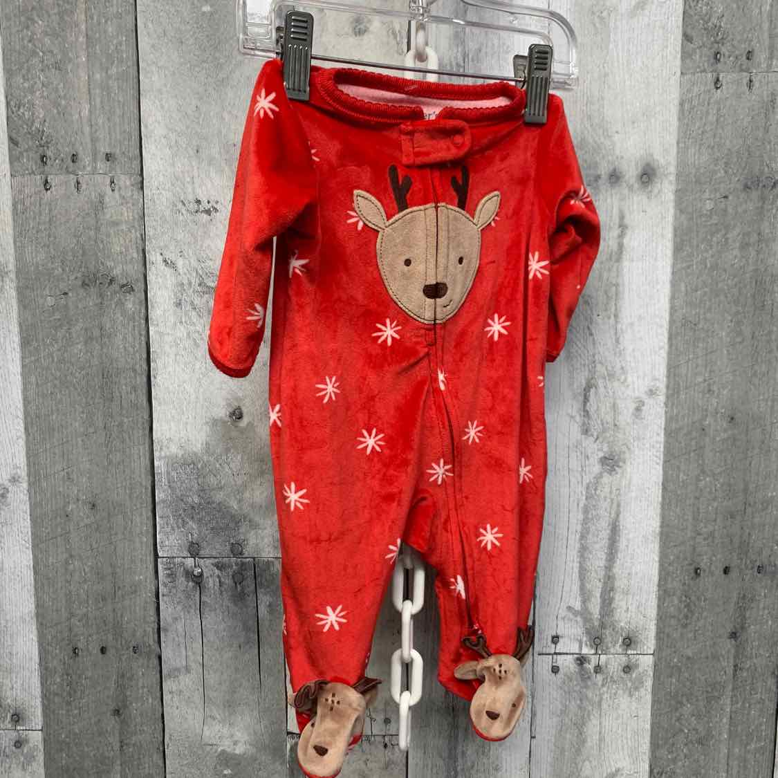 Size Newborn Red/Brown Just One You Footy PJs