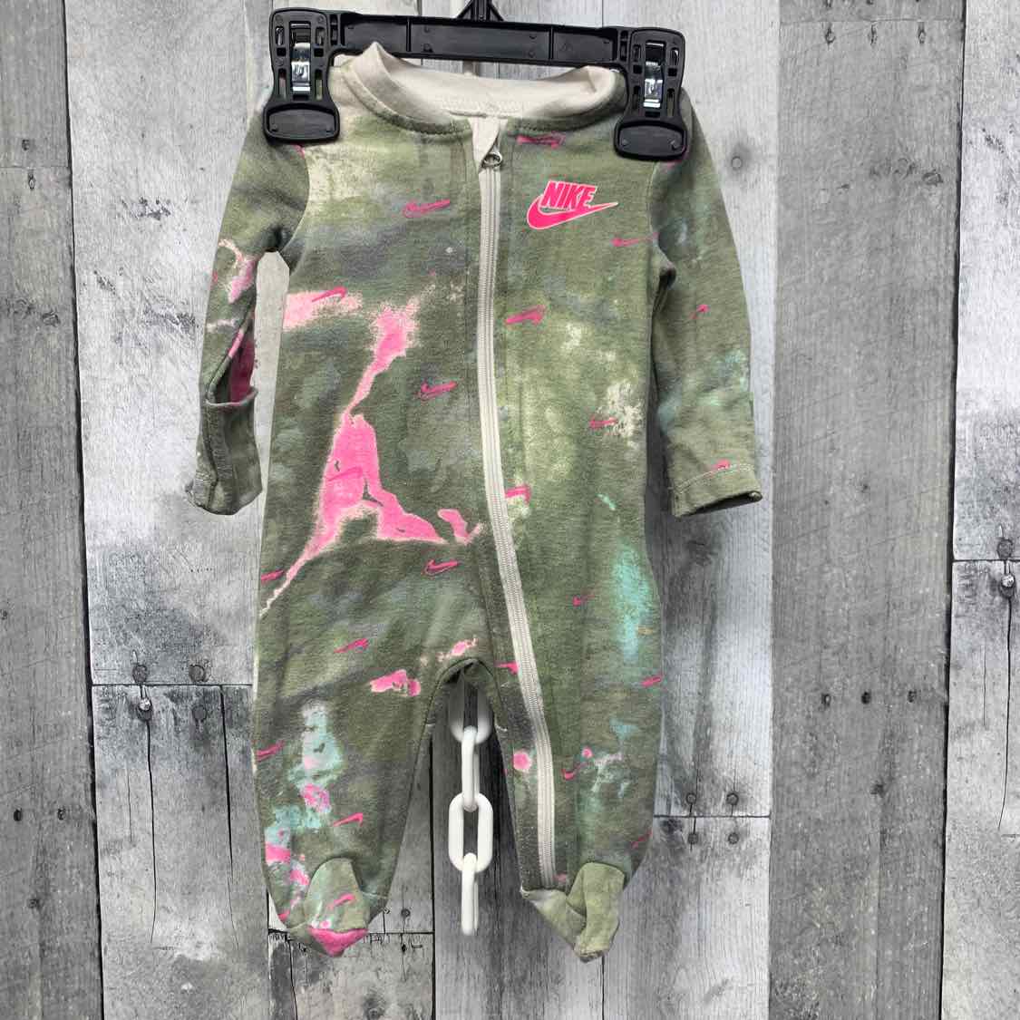 Size Newborn Green/Pink Sport Brand Footy PJs - OodlesCB