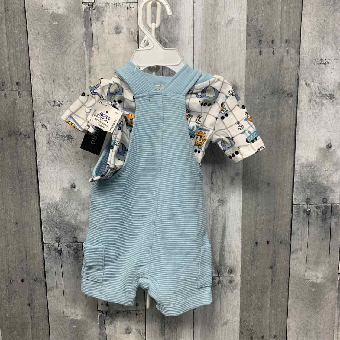Size 0-3 Months White/Blue Picapino Shirt/Shorts