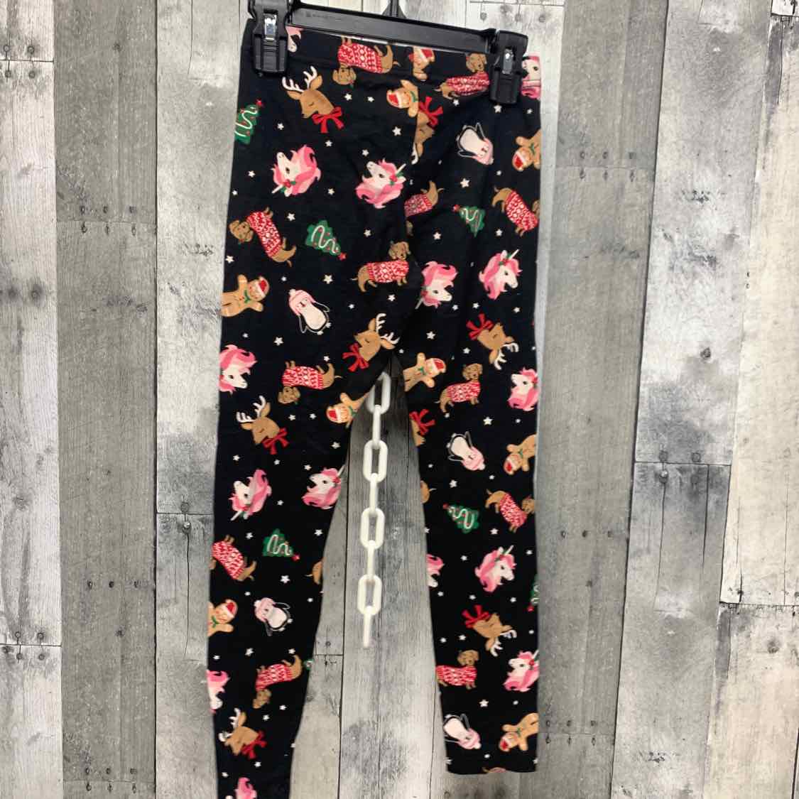 Size 7/8 Black Graphic Holiday Brands Leggings