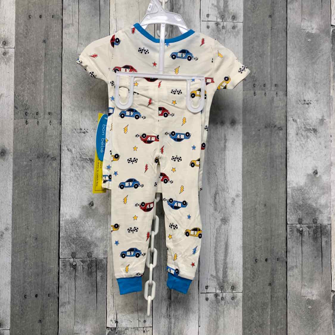 Size 12 Months White/Blue Bon Bebe 2pc PJs - OodlesCB