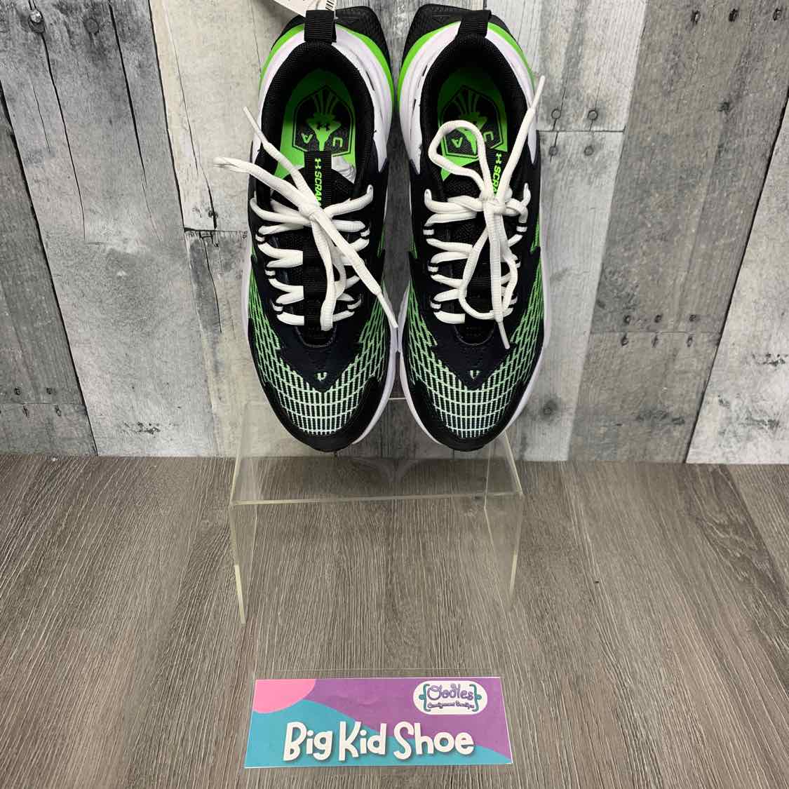 Size 5 Black/Green Sport Brand Sneakers
