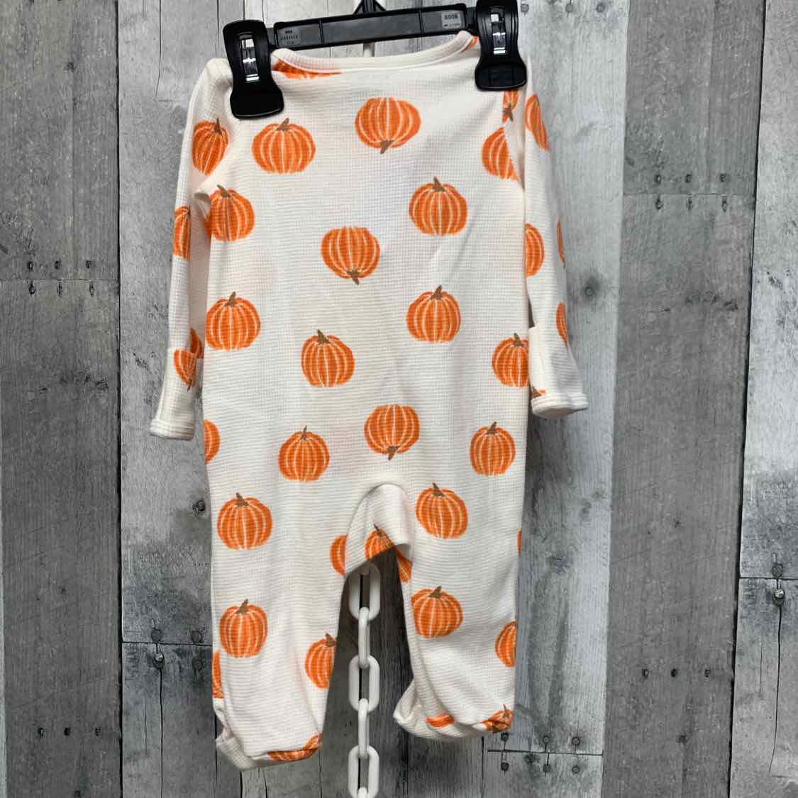 Size 0-3 Months White/Orange Child of Mine Footy PJs