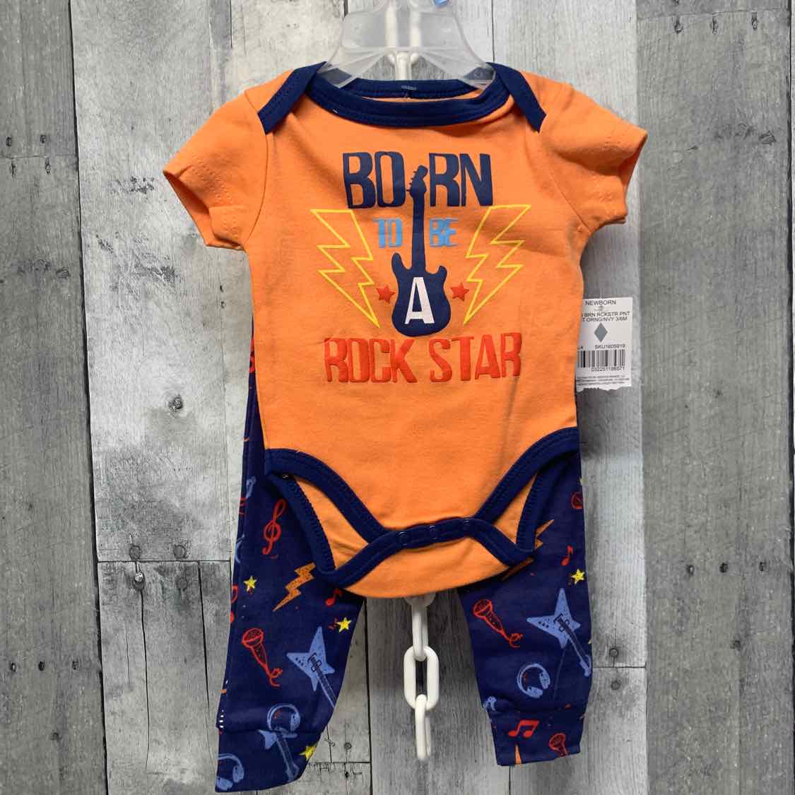 Size 3-6 Months Orange/Navy Kidgets Shirt/Pants