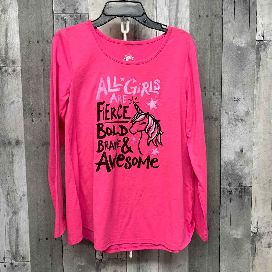 Size 14/16 Pink Graphic Justice Long Sleeve Shirt