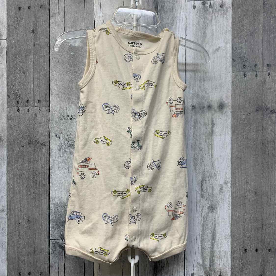 Size 12 Months Tan Print Carter's Romper - OodlesCB
