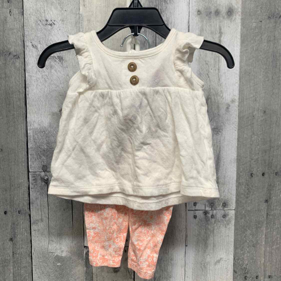 Size 0-3 Months White/Pink Rene Rofe Shirt/Leggings