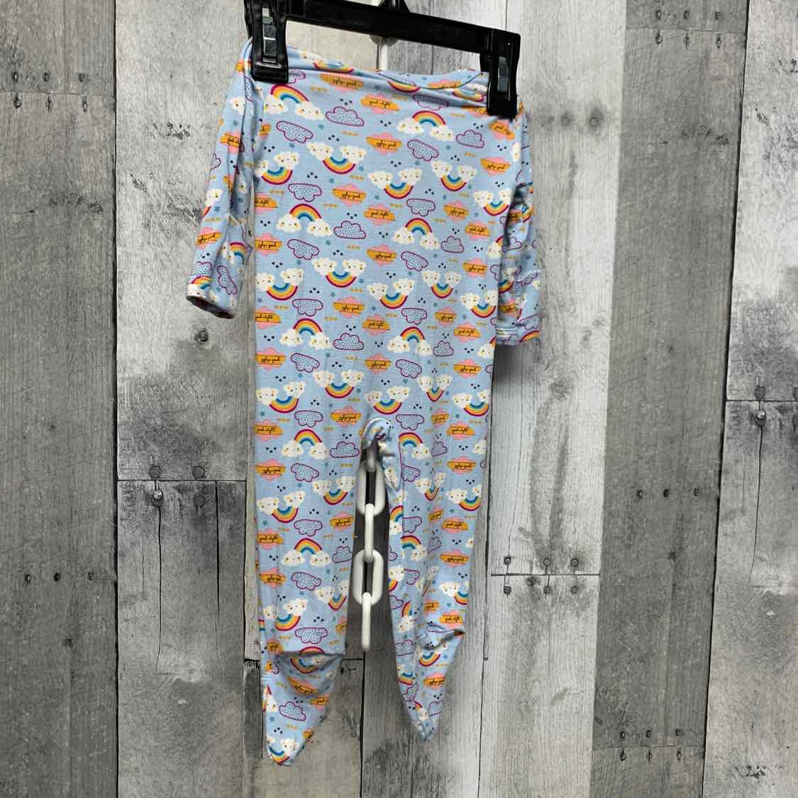 Size Newborn Blue Print Bamboo Footy PJs