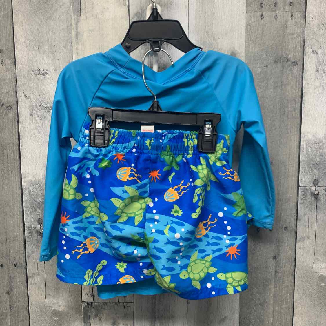 Size 12-18 Months Blue/Green B Brand 2pc+ Swim Suit