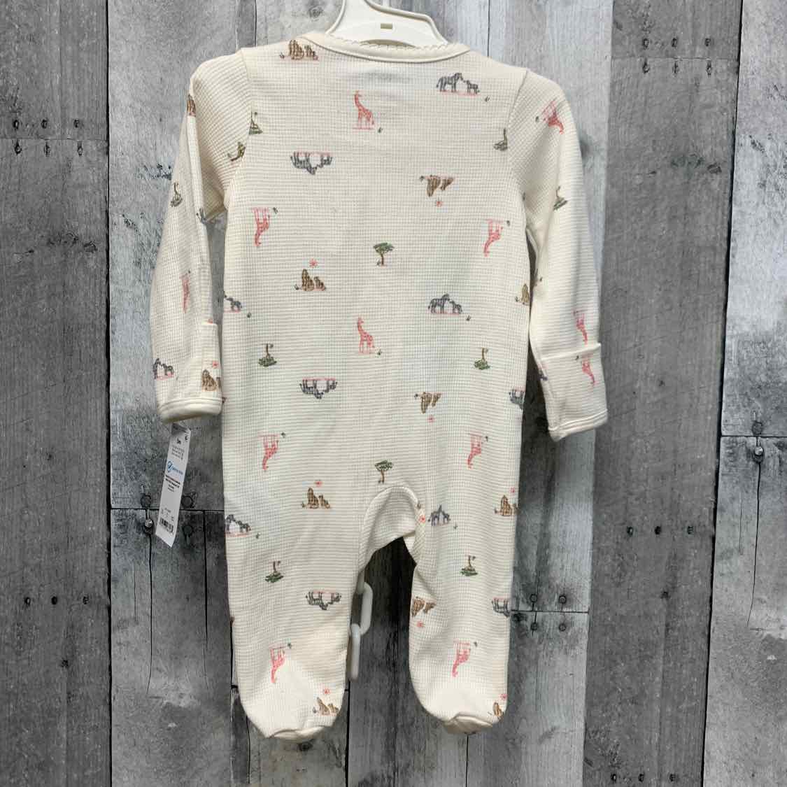 Size 3 Months White Print Just One You Footy PJs