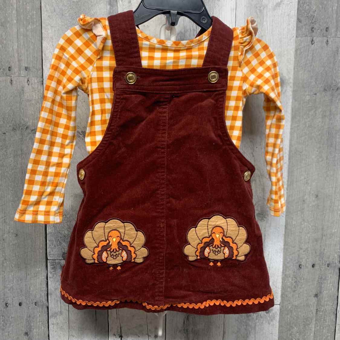 Size 12 Months Orange Plaid Cynthia Rowley Shirt/Skirt