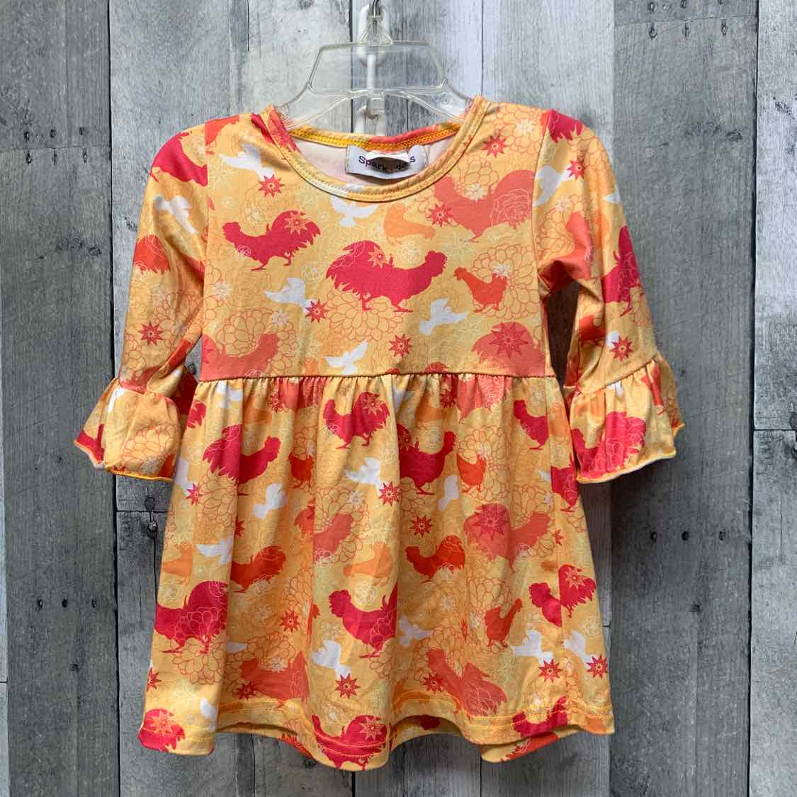 Size 12-18 Months Yellow/Red Sparkledots LS Dress
